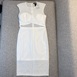 FOREVER 21 Mesh Cut-Out Mini Dress - White